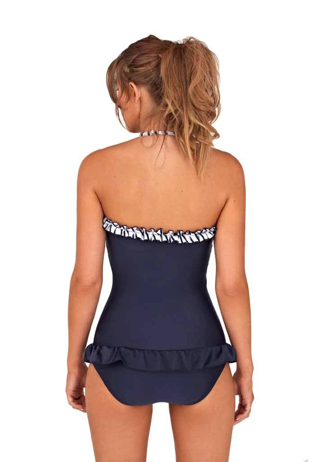 WOMENS FRILL HALTERNECK BANDEAU BIKINI / SKIRT SWIMMING COSTUME LADIES